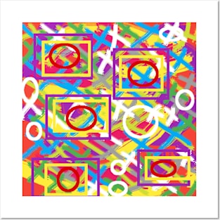 pixel art painting circle square X Posters and Art